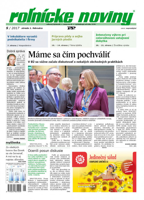 Rolnické noviny 5 / 2017