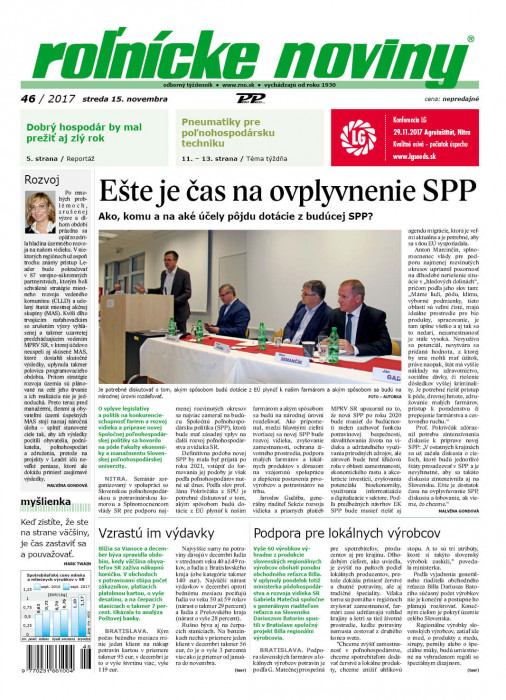 Rolnické noviny 46 / 2017